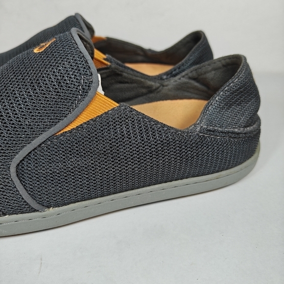 Olukai Men\'s Nohea Mesh Slip On Casual Shoes Graphite Orange Size 9